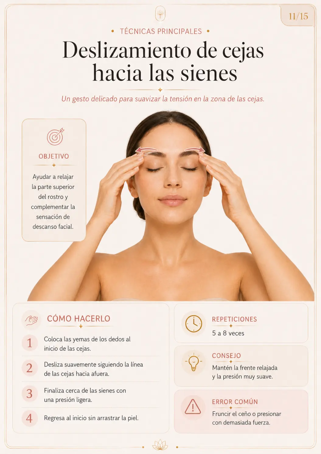Deslizamiento de cejas hacia las sienes