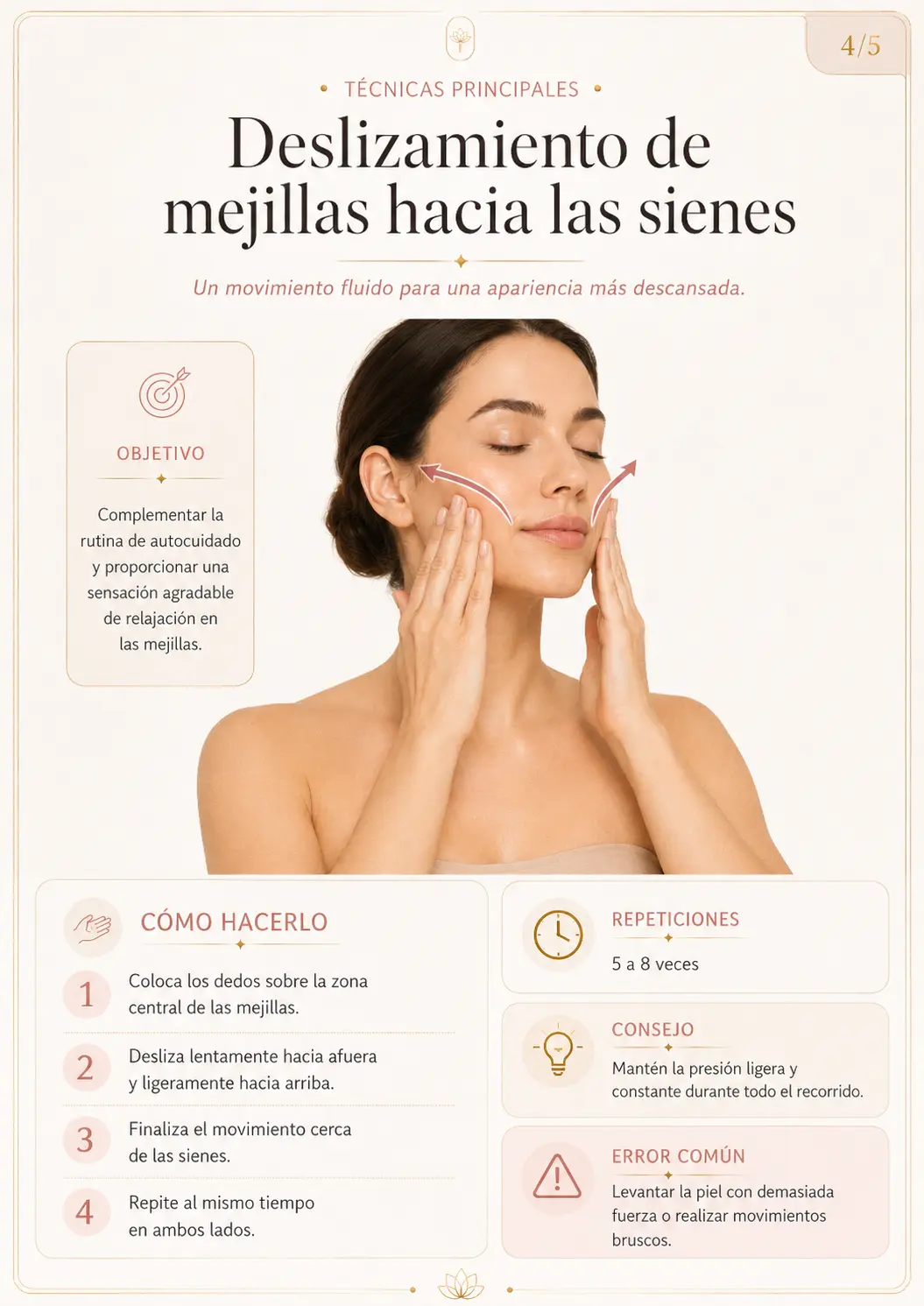 Deslizamiento de mejillas hacia las sienes